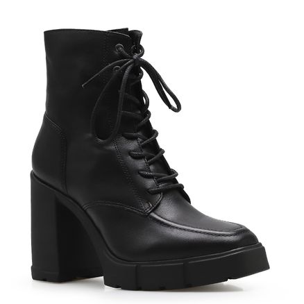 Bota Coturno Tratorado - Couro Preto