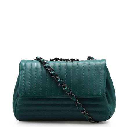 Bolsa De Ombro Matelassê - Couro Verde