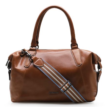 Bolsa Tote - Caramelo/Faixa Azul