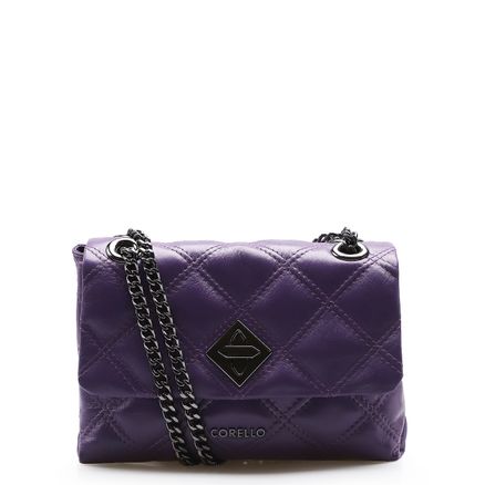 Bolsa De Ombro Matelassê - Couro Violeta