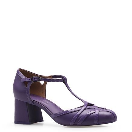 Scarpin Tiras - Couro/Verniz Roxo