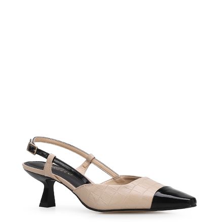 Scarpin Slingback - Croco Bege