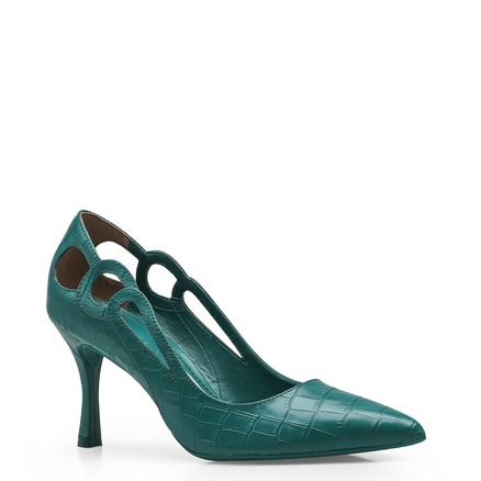 Scarpin Recortes - Croco Verde