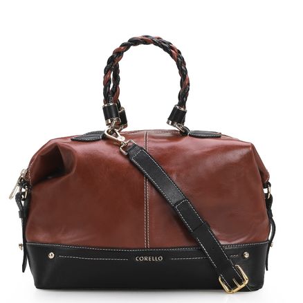 Bolsa Tote - Couro Pinhao/Preto