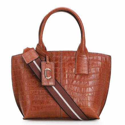 Bolsa De Mão - Croco Marrom Escuro