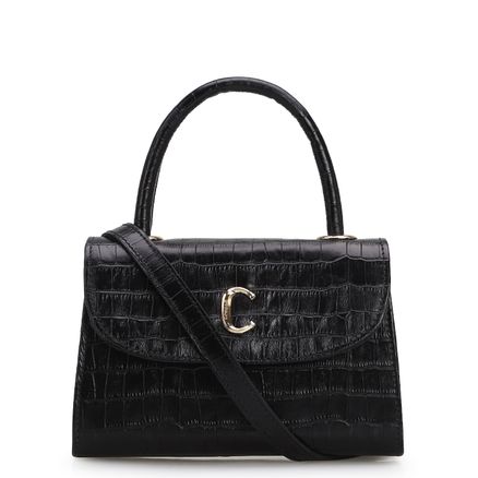 Bolsa De Mão Ellie - Croco Preto