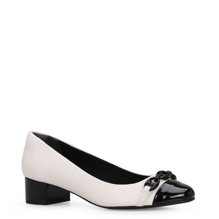Scarpin Bicolor Croco - Alternativo Off White