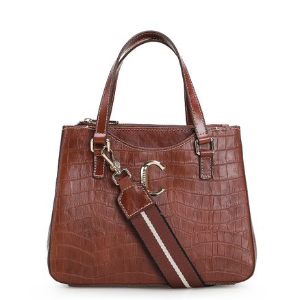 Bolsa Tote Pietra - Croco Marrom Escuro