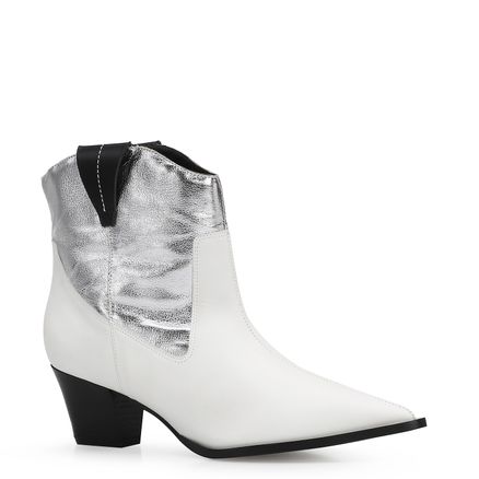 Bota Western - Couro Branco/Prata