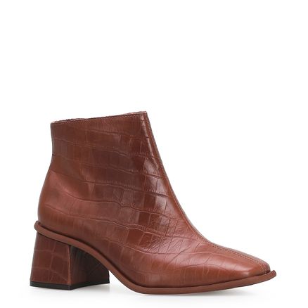 Bota Square - Croco Marrom Escuro