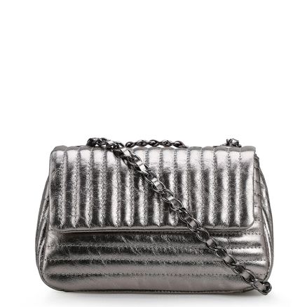 Bolsa De Ombro Matelassê - Couro Prata Velho