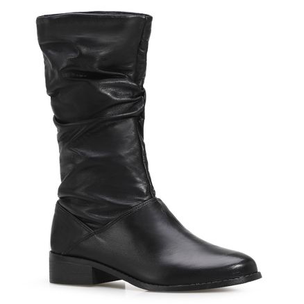 Bota Slouch - Couro Preto