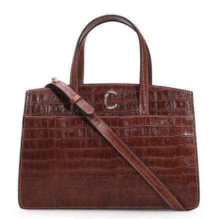 Bolsa Tote Scarlet - Croco Marrom Escuro