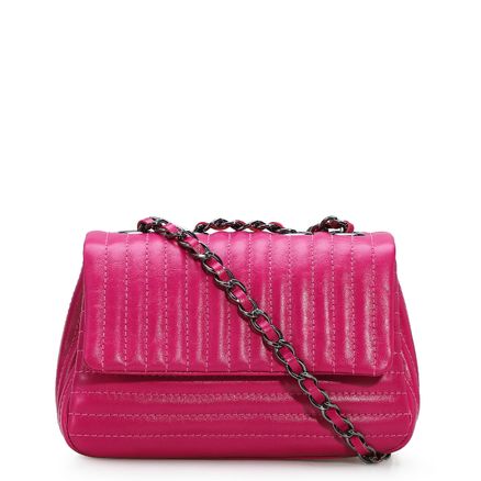 Bolsa De Ombro Matelassê - Couro Rosa