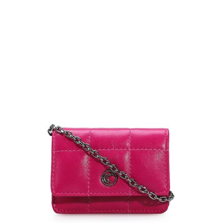 Mini Bolsa Matelassê - Couro Rosa