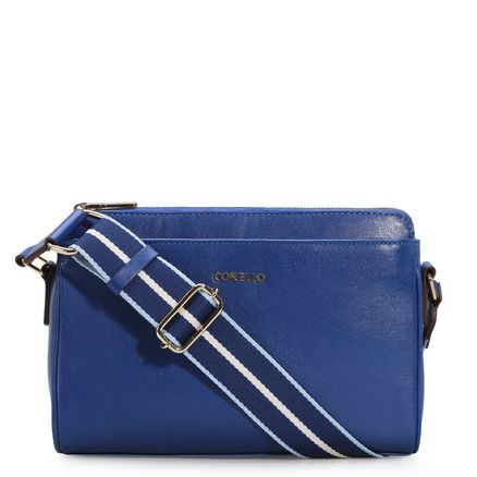 Bolsa Transversal Agnes - Couro Azul