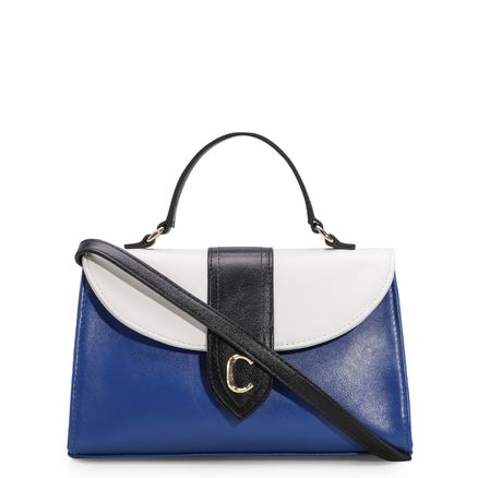 Bolsa De Mão - Couro Azul/Preto/Branco