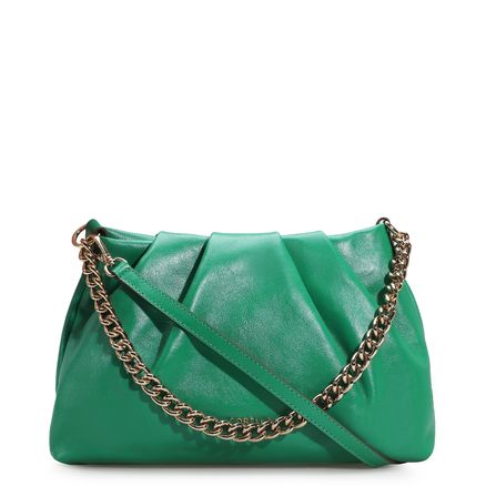 Bolsa De Ombro Drapeada - Couro Verde