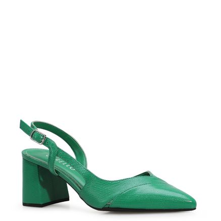 Scarpin Slingback - Couro Verde