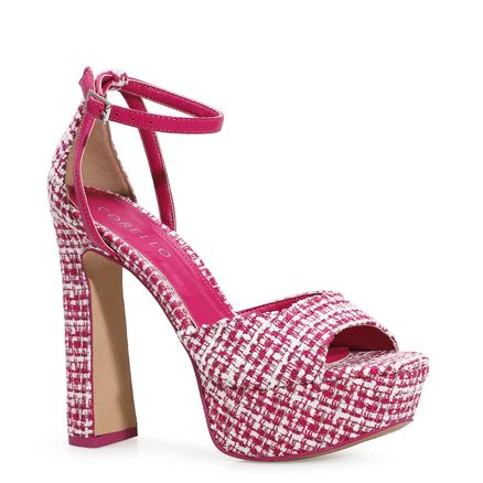 Sandália Meia Pata - Tweed Rosa