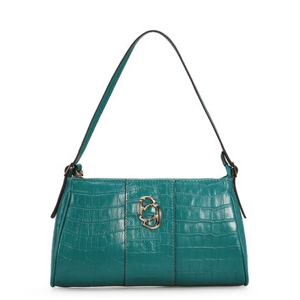Bolsa De Ombro Croco - Couro Verde Jade