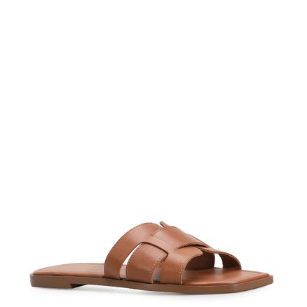 Rasteirinha Geometric - Couro Caramelo