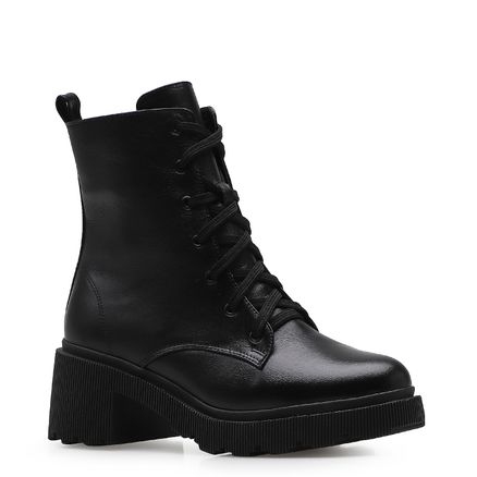 Bota Tratorada Paula - Couro Preto