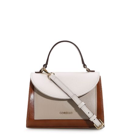 Bolsa De Mão - Couro Amendoa/Nuvem/Macadamia