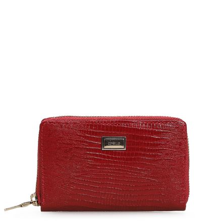Carteira Feminina - Couro Lezard Vermelho