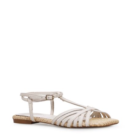 Rasteirinha Tira t - Couro Off White