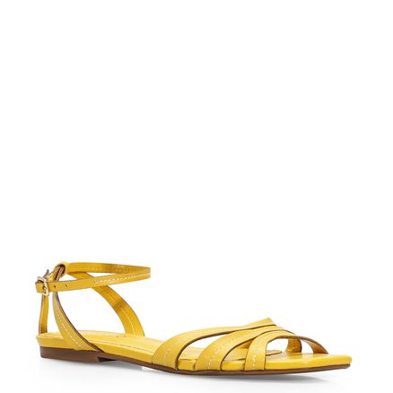 Rasteirinha Pesponto - Couro Amarelo