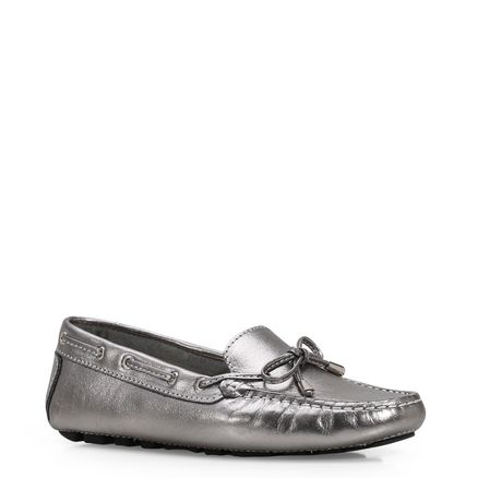 Mocassim Dockside - Couro Prata