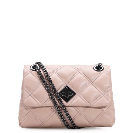 Bolsa De Ombro Matelassê - Couro Rosado