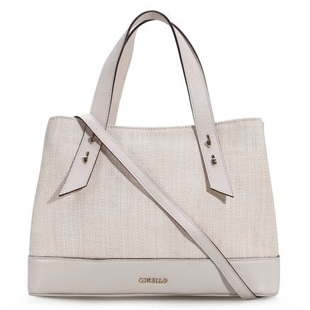 Bolsa Tote - Ráfia/Couro Off White