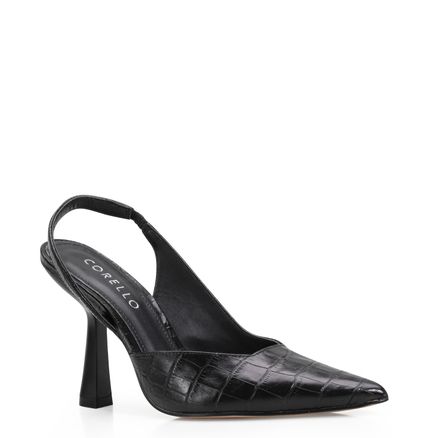 Scarpin Croco - Couro Preto