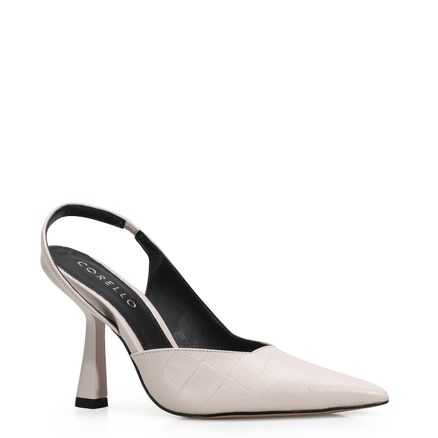 Scarpin Croco - Couro Off White