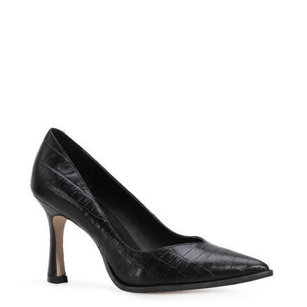 Scarpin Croco - Couro Preto