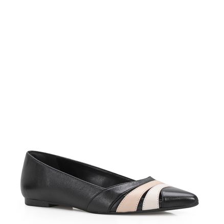 Sapatilha - Couro Preto/Bege/Off White