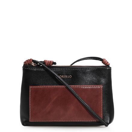 Bolsa Transversal - Couro Preto/Marrom