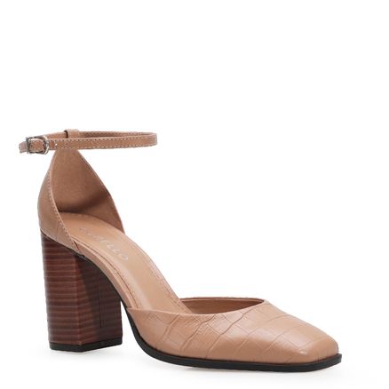 Scarpin - Couro Croco Bege