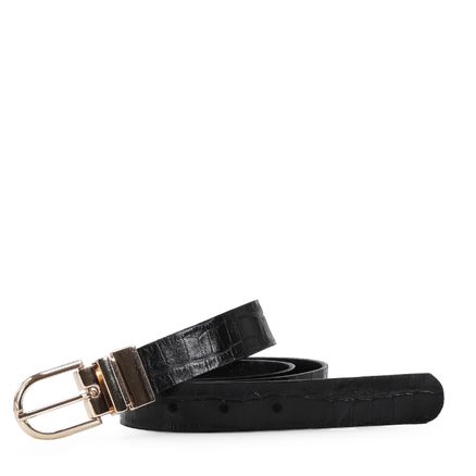 Cinto - Couro Preto/Croco Preto