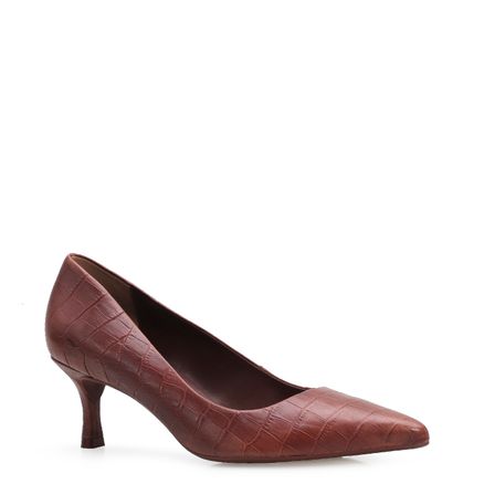 Scarpin - Couro Croco Marrom