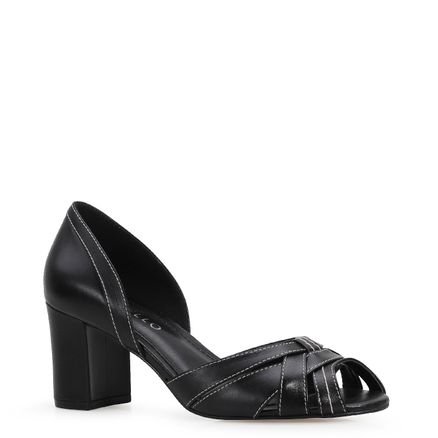 Peep Toe - Couro Preto