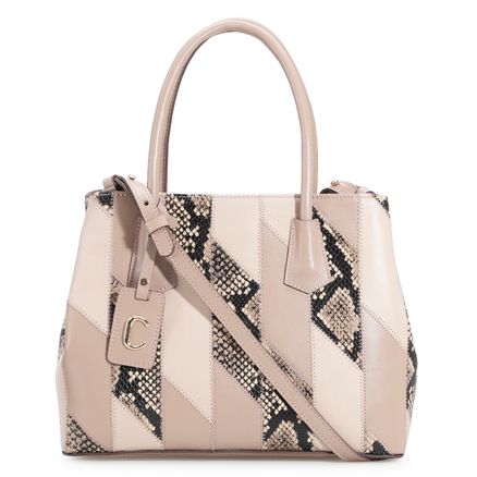 Bolsa Tote - Couro Bege/Python