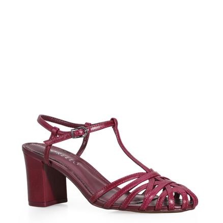 Scarpin Tira t - Couro Vinho