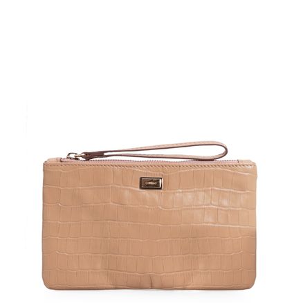 Bolsa Pequena - Couro Croco Bege