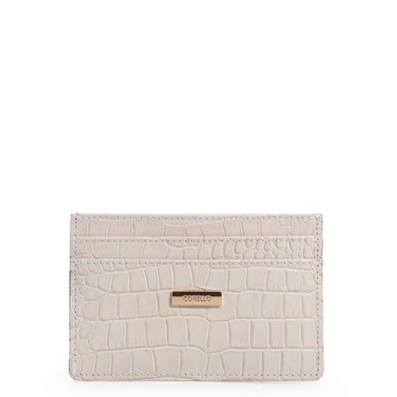 Porta Cartão - Couro Croco Off White