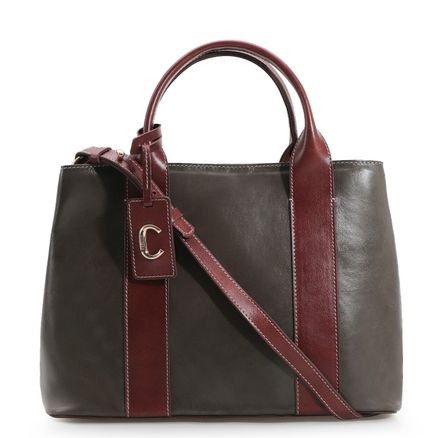 Bolsa Tote - Couro Verde/Marrom