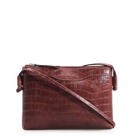 Bolsa Transversal - Croco Marrom Escuro