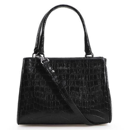 Bolsa Tote Croco - Couro Preto